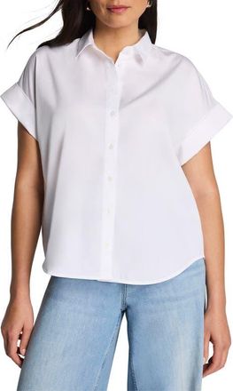 Spanx Oversized Button-Front Shirt in Classic White at Nordstrom, Size 2X