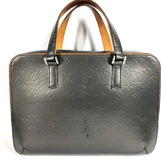 Louis Vuitton Navy Monogram Mat Leather Briefcase Tote Bag (Pre-Owned)