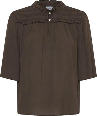 Saint Tropez Overhemden, Dames, Bruin, S, Polyester, Aileen Top