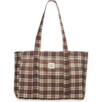 Damson Madder Check Tote Bag in Brown Multi at Nordstrom