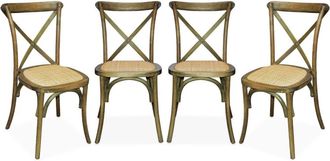 Sweeek Silla de bistr&oacute; vintage de madera, set de 4, marr&oacute;n viejo