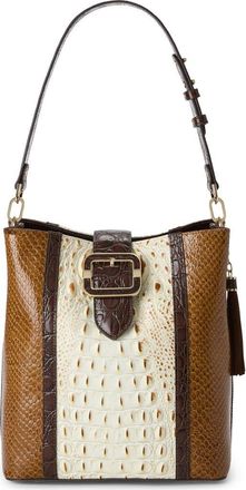 Brahmin Celina Croc Embossed Leather Bucket Bag in Multi Brown at Nordstrom