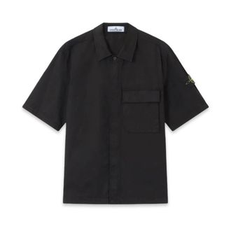 Stone Island Comfort-fit Short-Sleeve Shirt - male - Stone Island - Short Sleeve Shirts - Black - XL - Shirts