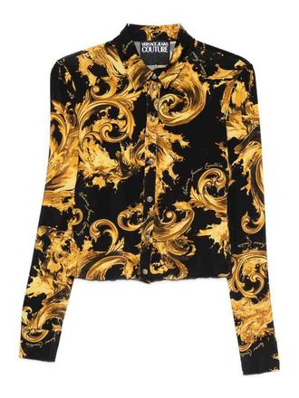 Versace Jeans Couture Black shirt with gold baroque print