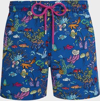 Vilebrequin Men & apos;s Stretch Aquarium-Print Swim Trunks