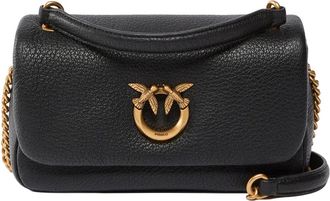 Pinko Black Mini Love Click Soft Horizontal Leather Shoulder Bag