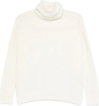 Kujten Witte Kabeltrui Coltrui Sweater - Dames - Coltruien - Wit - S - Truien & Vesten