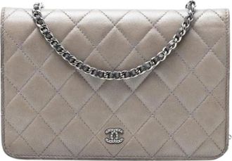 Chanel Pre-owned Quilted Crossbody Bag - Dames - Vintage Schoudertas - Grijs - ONE Size - Leer - Vintage