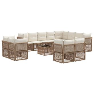 vidaXL Conjunto De Sof&aacute;s De Jard&iacute;n 13 Pcs Beige Rat&aacute;n Sint&eacute;tico Vidaxl