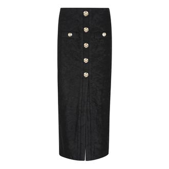 Balmain Black Baroque Bouclette Midi Skirt