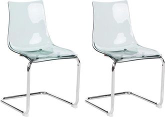 Beliani Beliani - Set of 2 Dining Chairs Modern Plastic Seat Transparent Black Cantilever Marshall