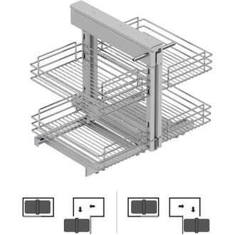 Emuca Sistema angolare estraibile per mobile da cucina Suprastar, Acciaio, Cromato lucido - Emuca