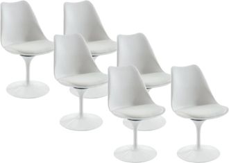 VENTE-UNIQUE.COM Set de 6 sillas polipropileno blanco