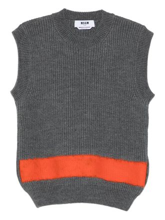 Msgm stripe-detail vest - men - Cotton - L - Grey