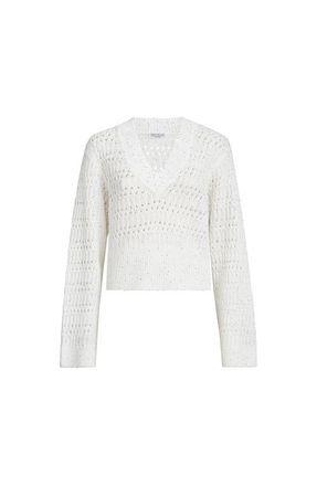 Brunello Cucinelli Dazzling braids sweater in White at Nordstrom, Size Xx-Small Eu