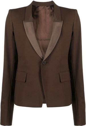 Rick Owens shawl-lapels single-breasted blazer - women - Virgin Wool/Spandex/Elastane/Viscose/Cupro/Cotton - 40 - Brown