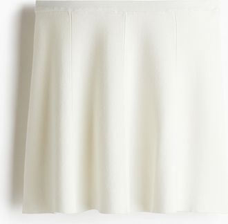 H&M Ausgestellter Jupe aus Feinstrick - White