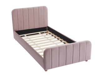 Vente-Unique Vente-unique - Letto 90 X 190 Cm Velluto Con Cuciture Verticali Rosa - Rogadi