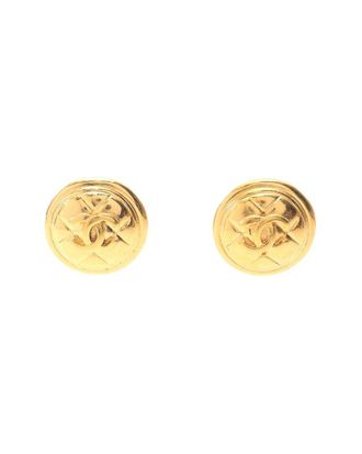 Chanel Gold-Plated Metal Coco Mark Earrings Gold Plated (Authentic Pre-Loved)