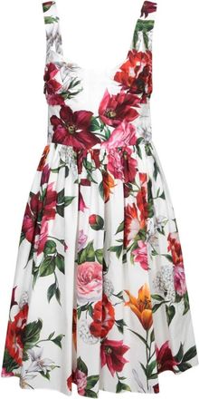 Dolce & Gabbana Kleedjes, Dames, Veelkleurig, S, Katoen, Bloemen Raffia Midi Jurk