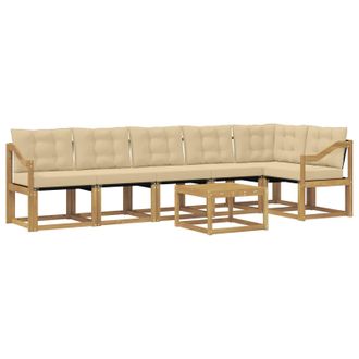 vidaXL Conjunto De Sof&aacute;s De Exterior Con Coj&iacute;n 7 Pcs Y Beige Vidaxl
