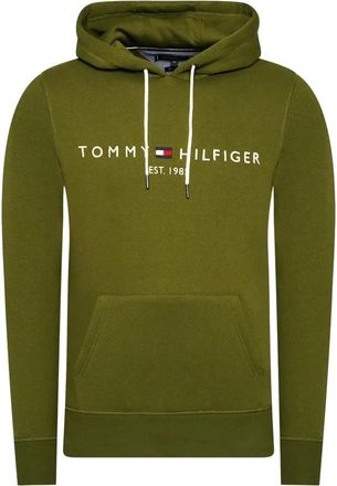 Tommy Hilfiger Hoodie met Geborduurd Logo - Heren - Hoodies - Groen - XS - Katoen - Hoodies & sweatvesten