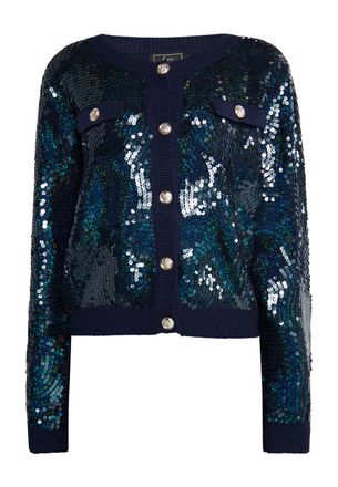 Faina Vest met pailletten Dames marine