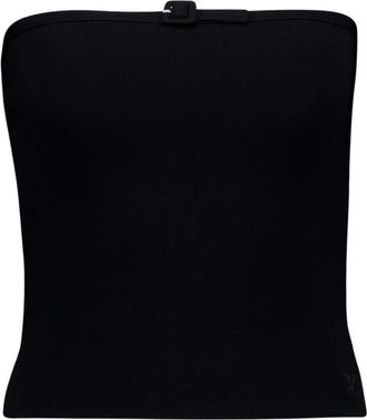 Courr&egrave;ges Tops, Dames, Zwart, S, Polyester, Buckle Knit Bustier Top