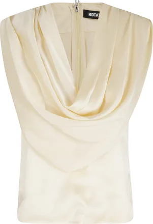 Rotate Yellow Front Draping Deep V-Neck Polyester Top