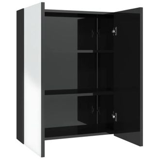 Berkfield Home Bathroom Mirror Cabinet 60x15x75 cm MDF Shining Black | Size: 60 x 15 x 75 cm