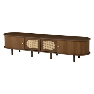 Urban Meuble Mueble de TV retro de nogal con rejilla y puertas correderas, 180 cm