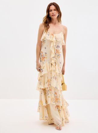 Lauren Ralph Lauren Womens Floral breeze long ruffled dress