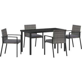 vidaXL Conjunto De Comedor De Jard&iacute;n 5 Pcs Gris Polirat&aacute;n Vidaxl
