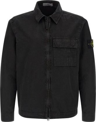Stone Island Black Garment-dyed Overshirt