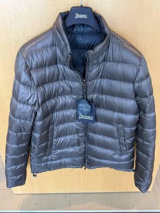 Herno Mens Reversable Outerwear Jacket In Navy/dark Grey
