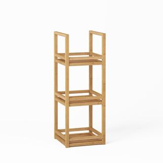 Urban Meuble Estanter&iacute;a de Ba&ntilde;o de Bamb&uacute; - Estante de 3 Niveles Natural 26x26x70cm