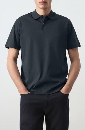 Mango Fine Knit Cotton Polo in Navy at Nordstrom, Size Xx-Large
