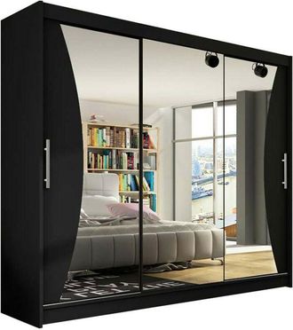 Mirjan24 Mobilier1 - Armario Closico 120, Negro, 215x250x58cm, Puertas de armario: Correderas, Número de estantes: 0