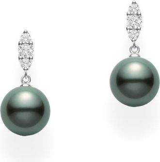 Mikimoto Morning Dew Cultured Pearl & Diamond Drop Earrings in 18Kw at Nordstrom