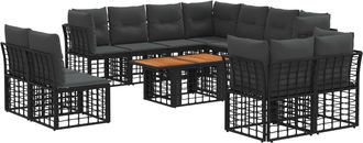 vidaXL Conjunto De Sof&aacute;s De Jard&iacute;n 12 Uds. Negro Y Gris Oscuro Vidaxl
