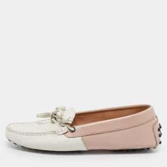 Tod's Tods Pink/white Leather Penny Loafers