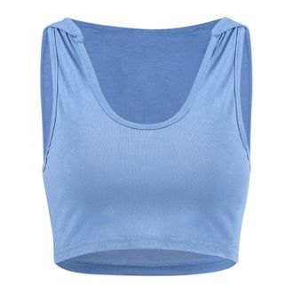 Generic Sports Bras Womens Comfortable and Sexy Workout U Neck Sportswear Fitness Short Top Hooded Sleeveless Vest Top(Blue,M)
