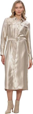 Freebird by Steven Kleedjes, Dames, Beige, XS, Wv-Shiny-Twill-Vis-26-1 Shirt Dress