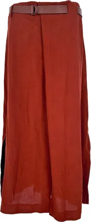 Max Mara Belted Midi Skirt in Rust Orange Wool