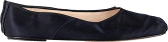 The Row Ballet Flats in Navy Blue Satin