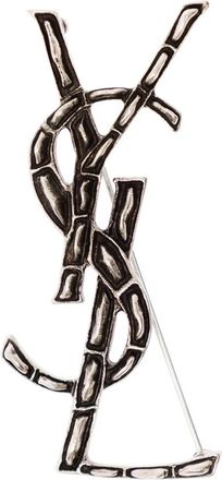 Saint Laurent Cassandre Broche - Dames - Broches - Grijs - ONE Size - Leer - Accessoires