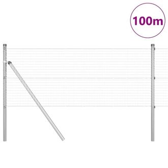 Berkfield Home Modern Welded Wire Fence with 13 Posts 0.8x100 m Galvanised Steel in Silver