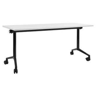 Beliani Escritorio Rectangular Moderno Plegable Con Ruedas Mesa M&oacute;vil Port&aacute;til Estructura Met&aacute;lica 160 X 60 Cm Blanco Y Negro Cavi