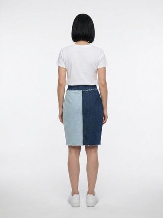 Dolce & Gabbana Colorblock Denim Skirt - Blue