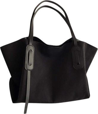 Generic Bag Shoulder Canvas Fashion Large Solid Color Capacity Handbag Womens Bag Shoulder Bag for Women (Black, One Size)